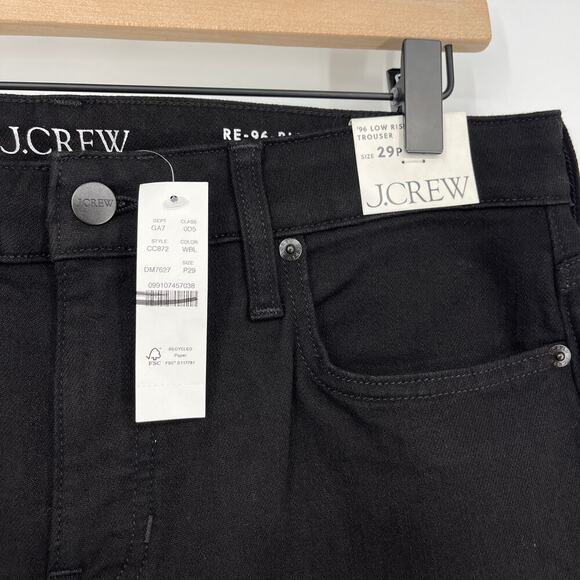J.Crew Low Rise Denim Trouser 1996 semi-stretch Wide Leg Jean Black 29P NWT - Picture 6 of 9